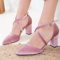 Forever & Always Womens Sina Criss Cross High Block Heels