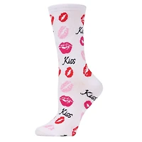MeMoi Pucker Up Kisses Bamboo Blend Crew Socks