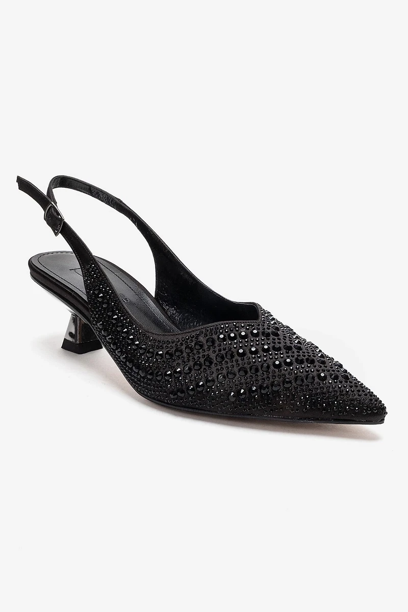 Prologue Shoes Womens Royale Embellished Kitten Heel Pump