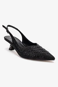 Prologue Shoes Womens Royale Embellished Kitten Heel Pump