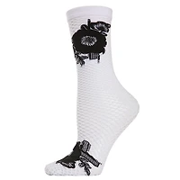 MeMoi Women's Floral Applique Net Crew Socks