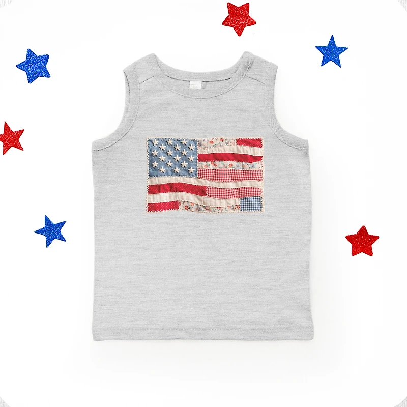 The Juniper Shop - Toddler Graphic Tank American Flag Faux Patchwork