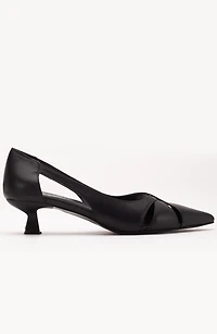 Forever & Always Womens Sidal Kitten Heel Leather Pumps