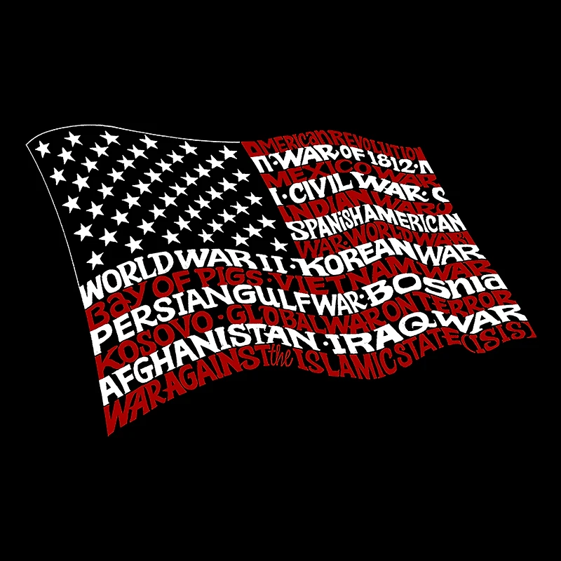 LA Pop Art Women's Dolman Word Shirt - American Wars Tribute Flag