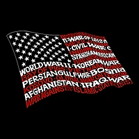 LA Pop Art Women's Dolman Word Shirt - American Wars Tribute Flag