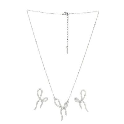 AGP PARIS Twinkling Bow Womens Necklace and Earrings Set