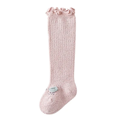 MyKids-USA Baby Cartoon Design Coral Fleece Wooden Ear Thickened Long Tube Socks