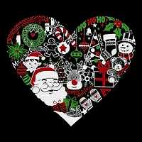 LA Pop Art Men's Christmas Word T-Shirt - Heart Design