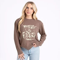 Simply Sage Market - Wilder Than The West Cowgirl Women's Lightweight Garment Dyed Sweatshirt