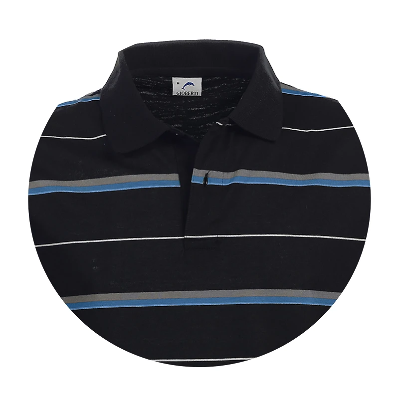 Gioberti Men's Multiple Stripe Polo Shirt