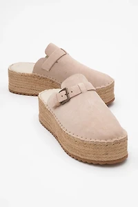 Forever & Always Womens Novas Leather Platform Espadrille Mules