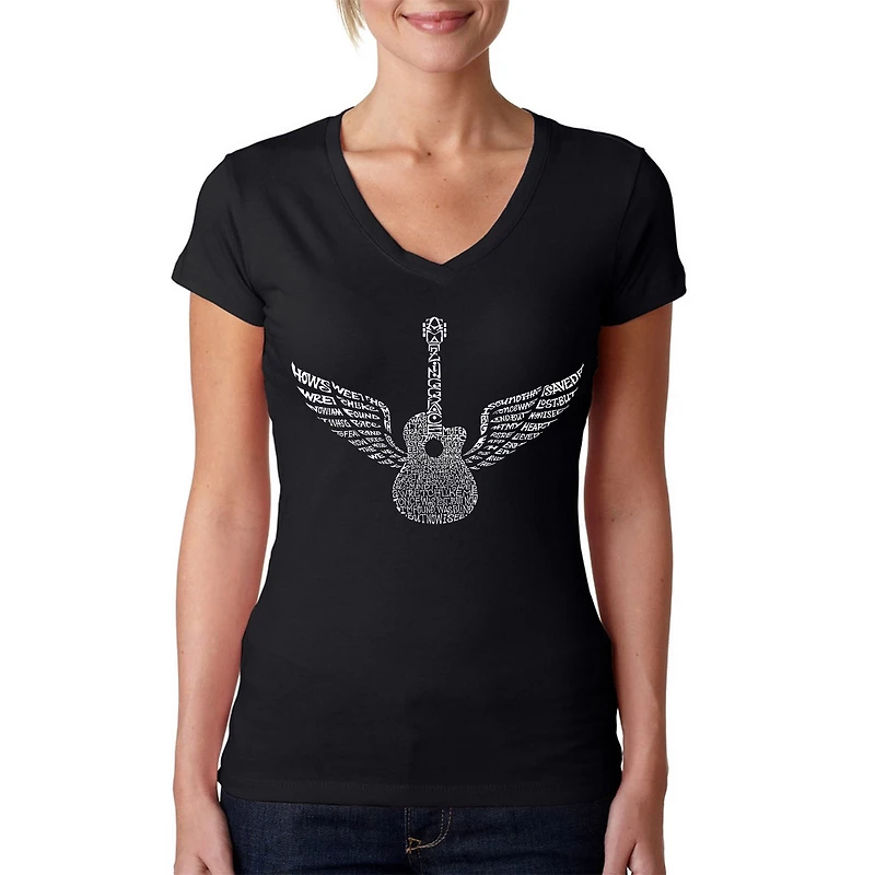 LA Pop Art Womens Word V-Neck T-Shirt - Amazing Grace