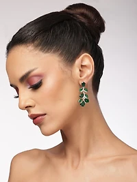 AGP PARIS Womens Leaf Cluster Statement Drop Earrings
