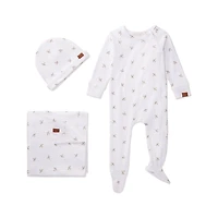 MeMoi 3 Piece Baby Boys "Airplane" Ribbed Cotton Rich Footie Set