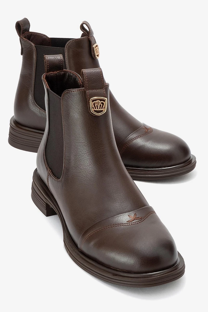 Forever & Always Womens Sidney Leather Buckled Chelsea Boots