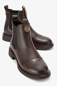 Forever & Always Womens Sidney Leather Buckled Chelsea Boots