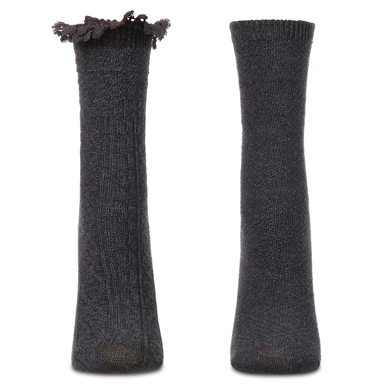 MeMoi 2 Pair Women's Combed Cotton-Rich Crew Socks