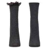 MeMoi 2 Pair Women's Combed Cotton-Rich Crew Socks