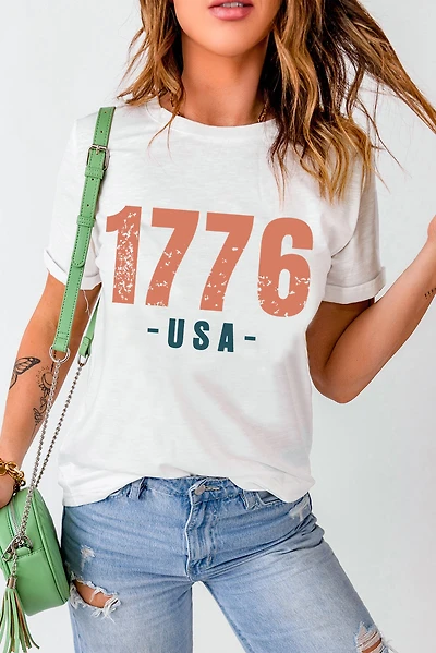 Threaded Pear Women's 1776 USA Vintage Graphic Tee