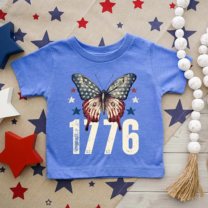 The Juniper Shop - 1776 Butterfly Patriotic Toddler Short Sleeve Graphic T-Shirt