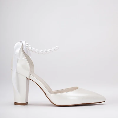 Forever & Always Womens Agnes Pearl Wedding Heels