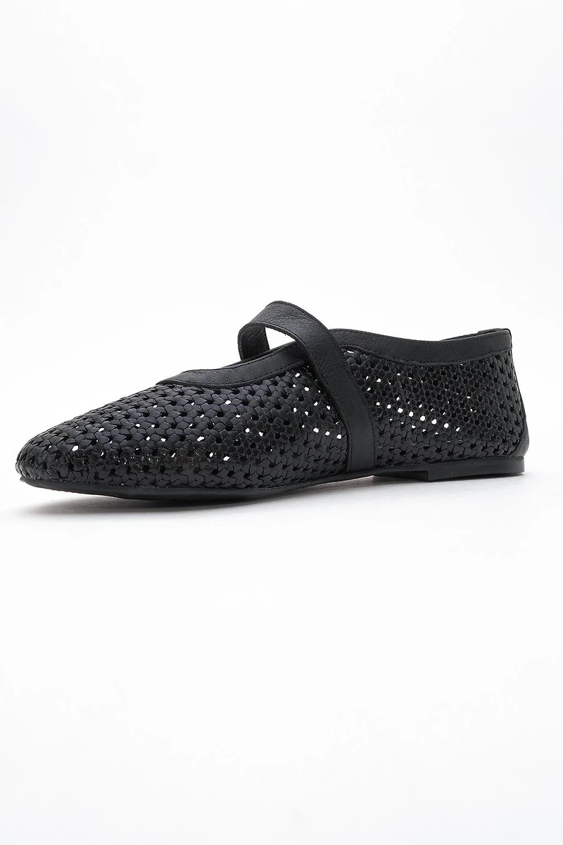 Forever & Always Womens MIRELLA Braided Leather Ballet Flats