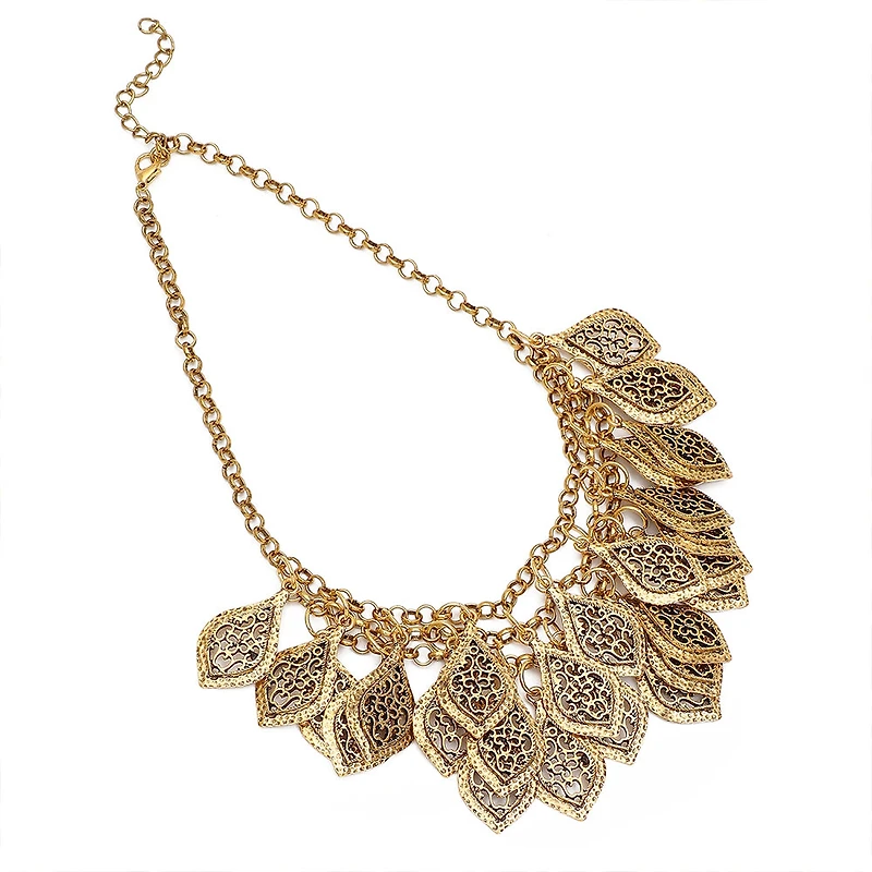 SOHI Women's Gold Leaf Statement Necklace