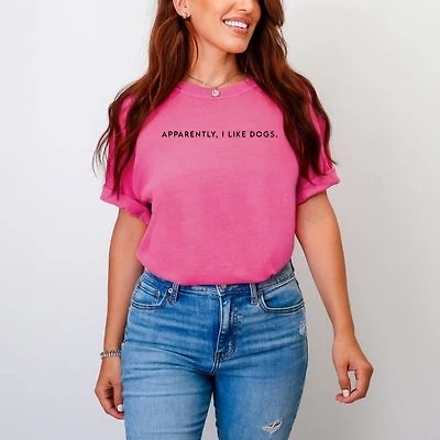 Simply Sage Market - Apparently, I Like Dogs Women's Garment Dyed Graphic T-Shirt