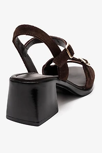 Forever & Always Womens Yolen Leather Block Heel Sandal