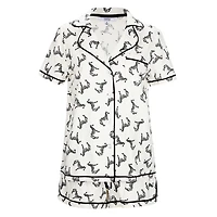 MeMoi Women's Zebra Notch Collar Cotton Blend Pajama Set
