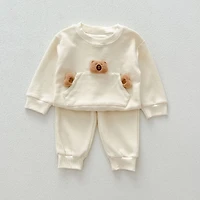 MyKids-USA Casual and Versatile Two-Piece Set: Teddy Top Pullover Pants for Baby Toddlers