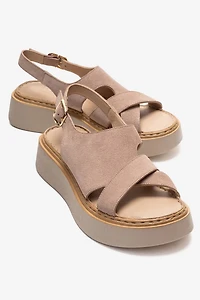 Forever & Always Womens Vien Leather Platform Sandals