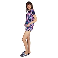 MeMoi Women's Stardust Tie Dye Notch Collar Cotton Blend Pajama Set