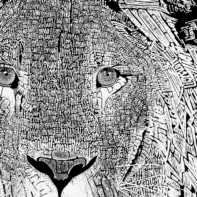 LA Pop Art Men's Lion Word T-Shirt
