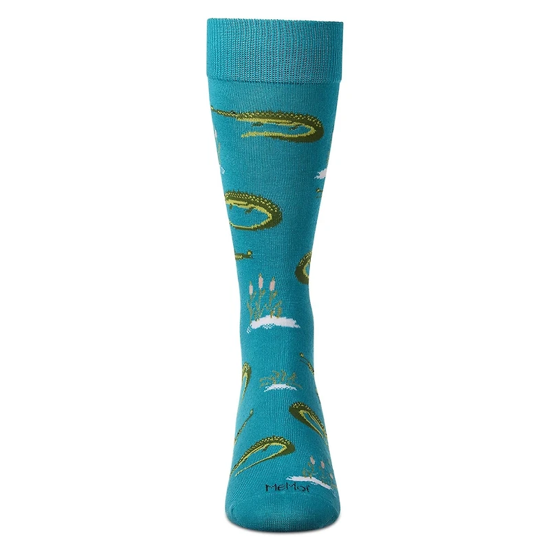MeMoi Men's Alligators Bamboo Crew Socks