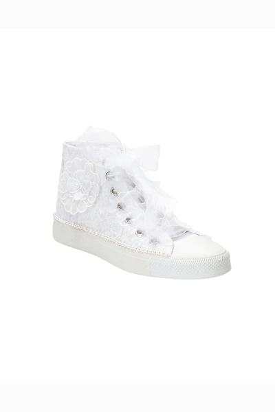 Forever & Always Womens Mariselle Pearl Lace Bridal High Top Sneaker