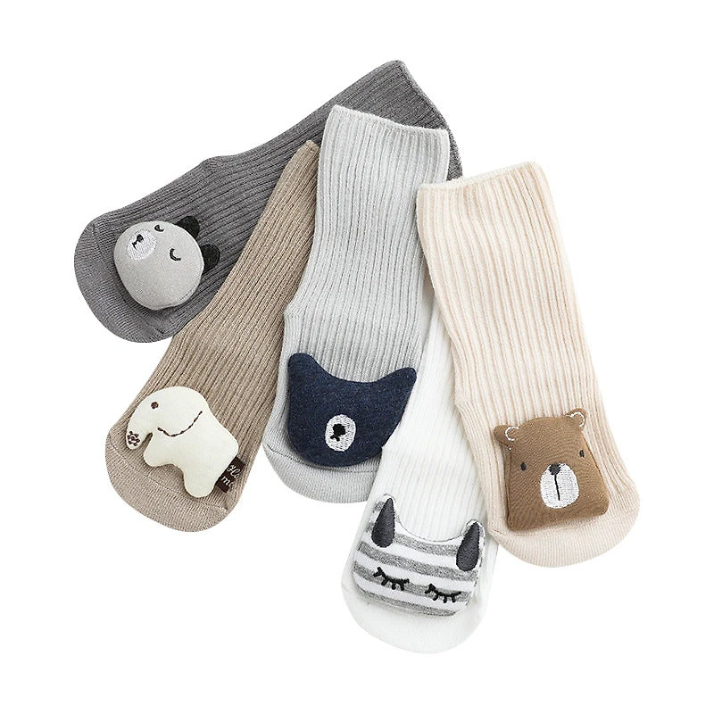 MyKids-USA Baby Cartoon 3D Doll Patched Pattern Non-Slip Floor Socks
