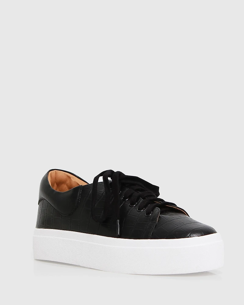 Belle & Bloom Womens Just A Dream Croc Leather Sneaker