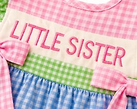 Laurenza's Baby Girls Embroidered Little Sister Gingham Romper