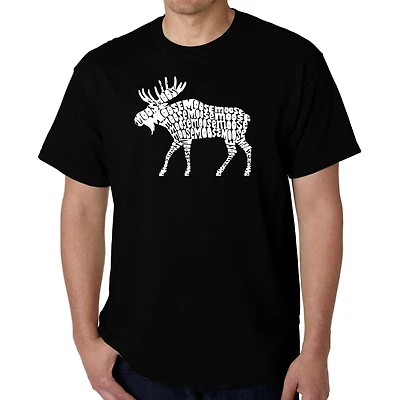 LA Pop Art Men's Word Graphic T-Shirt - Moose, Short Sleeve Crew Neck, Regular Fit