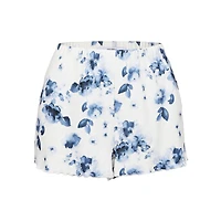 MeMoi Women's Scalloped Edge Matching Blue Floral Two-Piece PJ Set