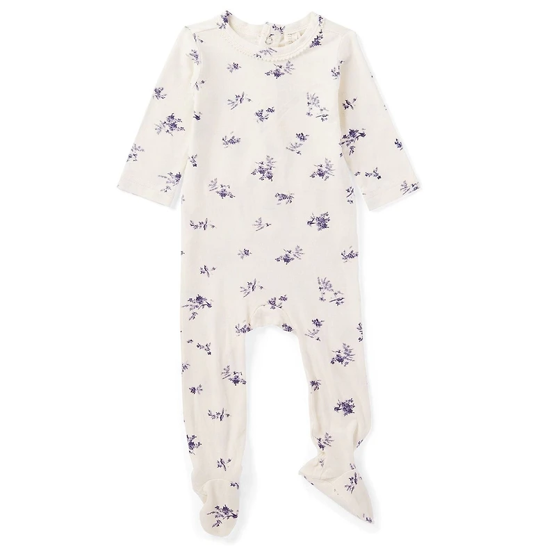 MeMoi Baby and Toddler Girls Floral Toile Rayon from Bamboo Blend Footie