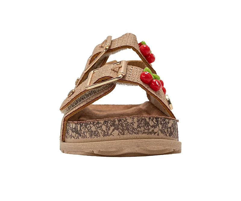bebe Toddler Girl's Buckle Strap Sandals with Back and Charm Detail