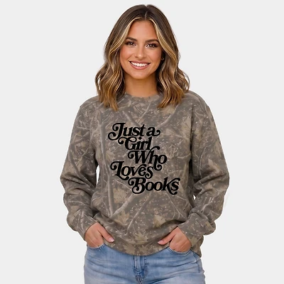Simply Sage Market - Women's Camo Sweatshirt Just A Girl Who Loves Books