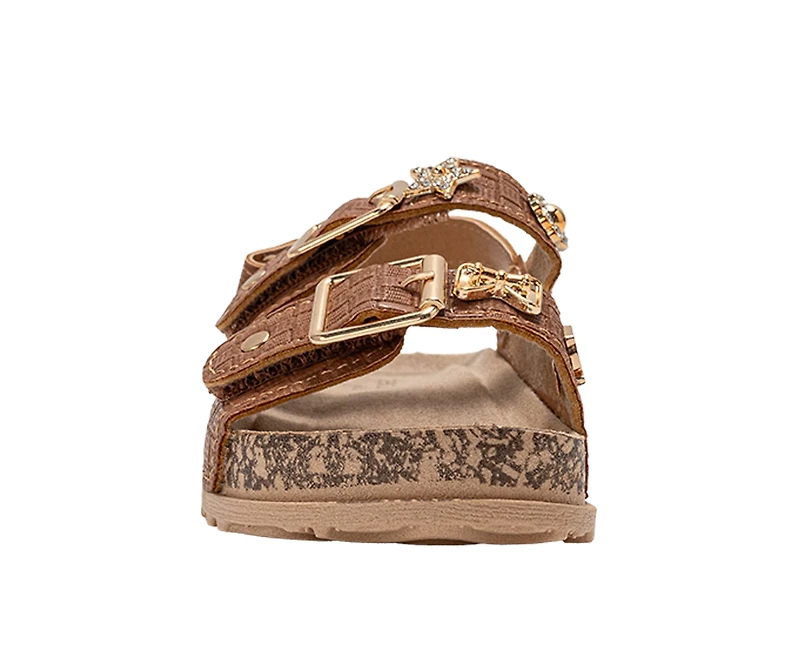 bebe Toddler Girl's Buckle Strap Sandals with Back and Charm Detail