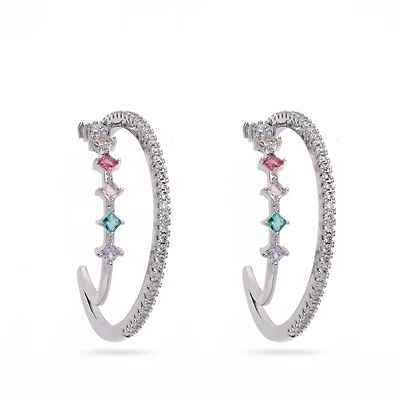 AGP PARIS Womens Multi colored Hoop Earrings