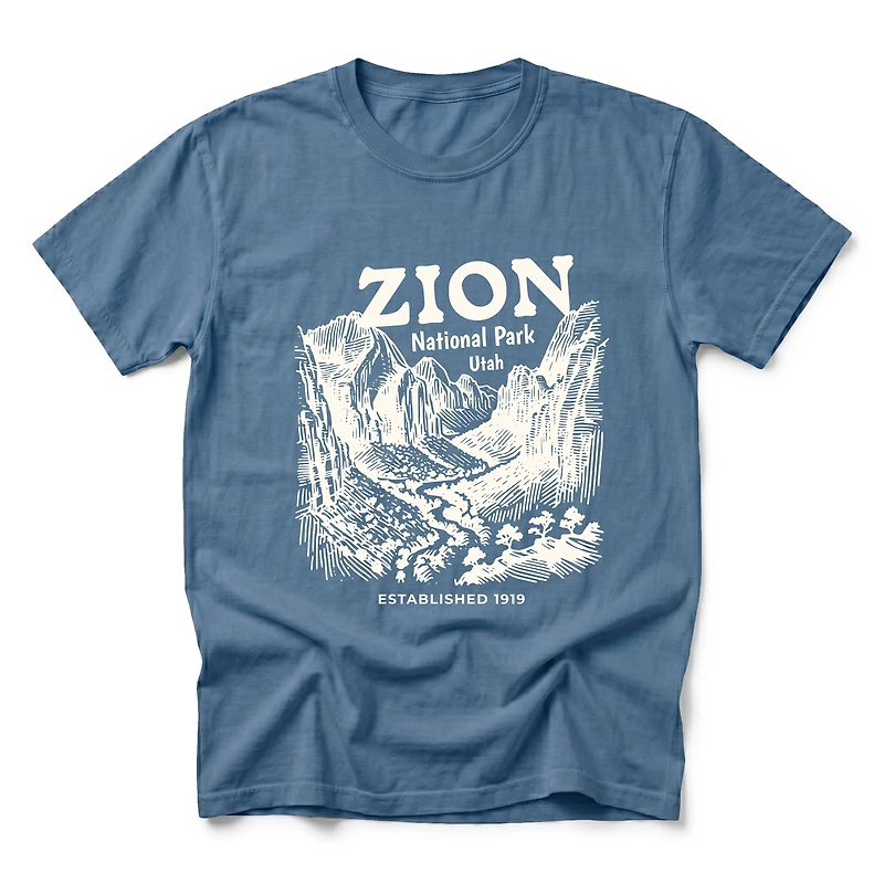 Simply Sage Market - Zion National Park Established 1919 Men's Garment Dyed Graphic T-Shirt