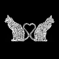 LA Pop Art Men's Cat Tail Hearts Word T-Shirt - 100% Cotton, Crew Neck, Short Sleeve