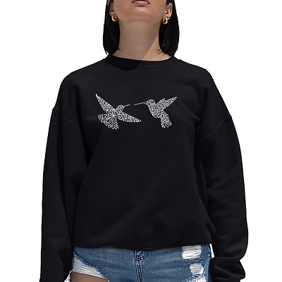 LA Pop Art Hummingbirds - Women's Word Crewneck Sweatshirt