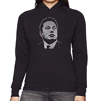 LA Pop Art Elon Musk - Women's Word Hooded Sweatshirt
